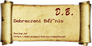 Debreczeni Bónis névjegykártya